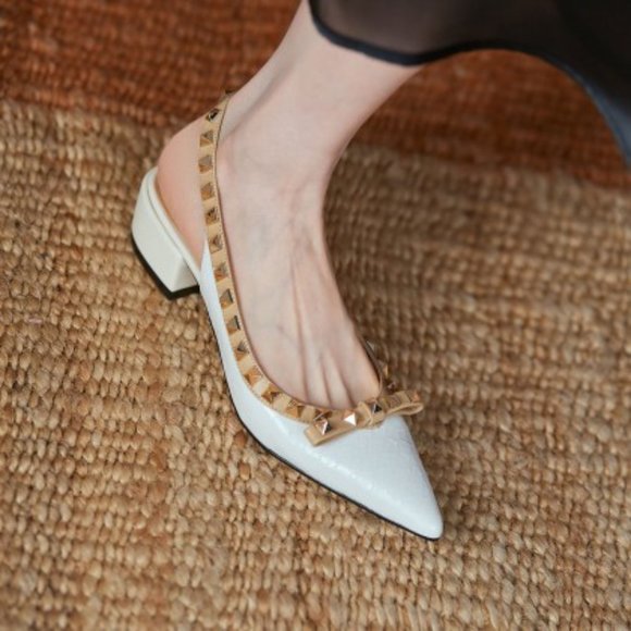 Bow thick heel toe shoes - Picture 5 of 9